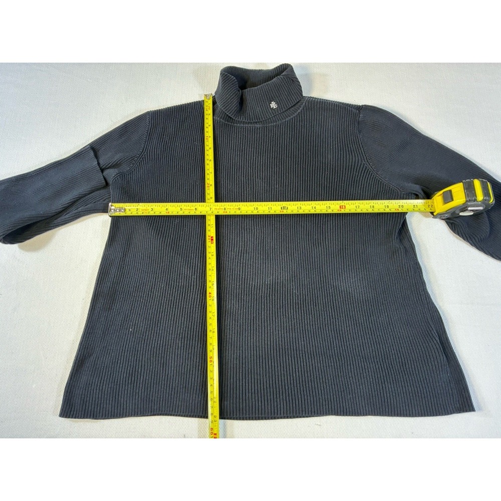 Lauren Ralph Lauren‎ Ribbed Turtleneck Sweater Black Missing Size Tag Med/Large - Picture 4 of 5